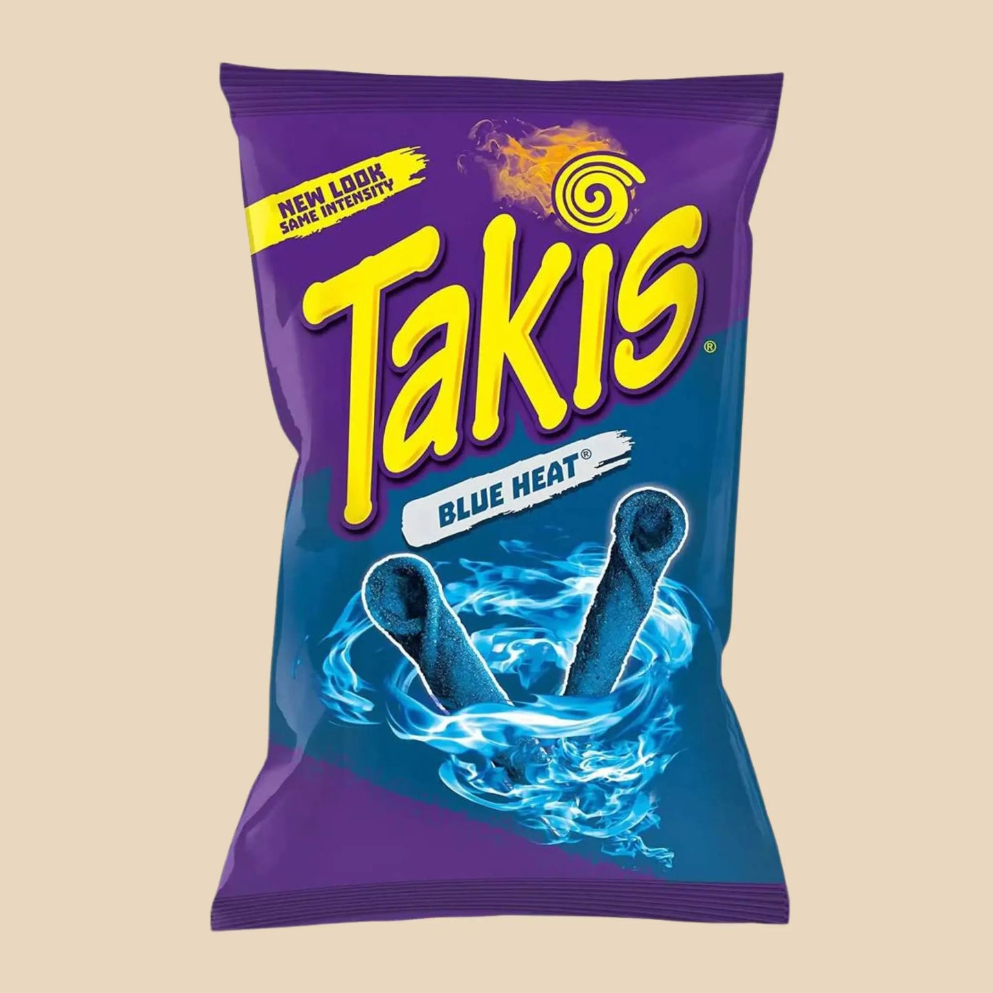 Takis Chips Blue Heat – Chips tortilla roulées, saveur épicée, couleur bleue intense, texture croustillante, snack addictif et audacieux.