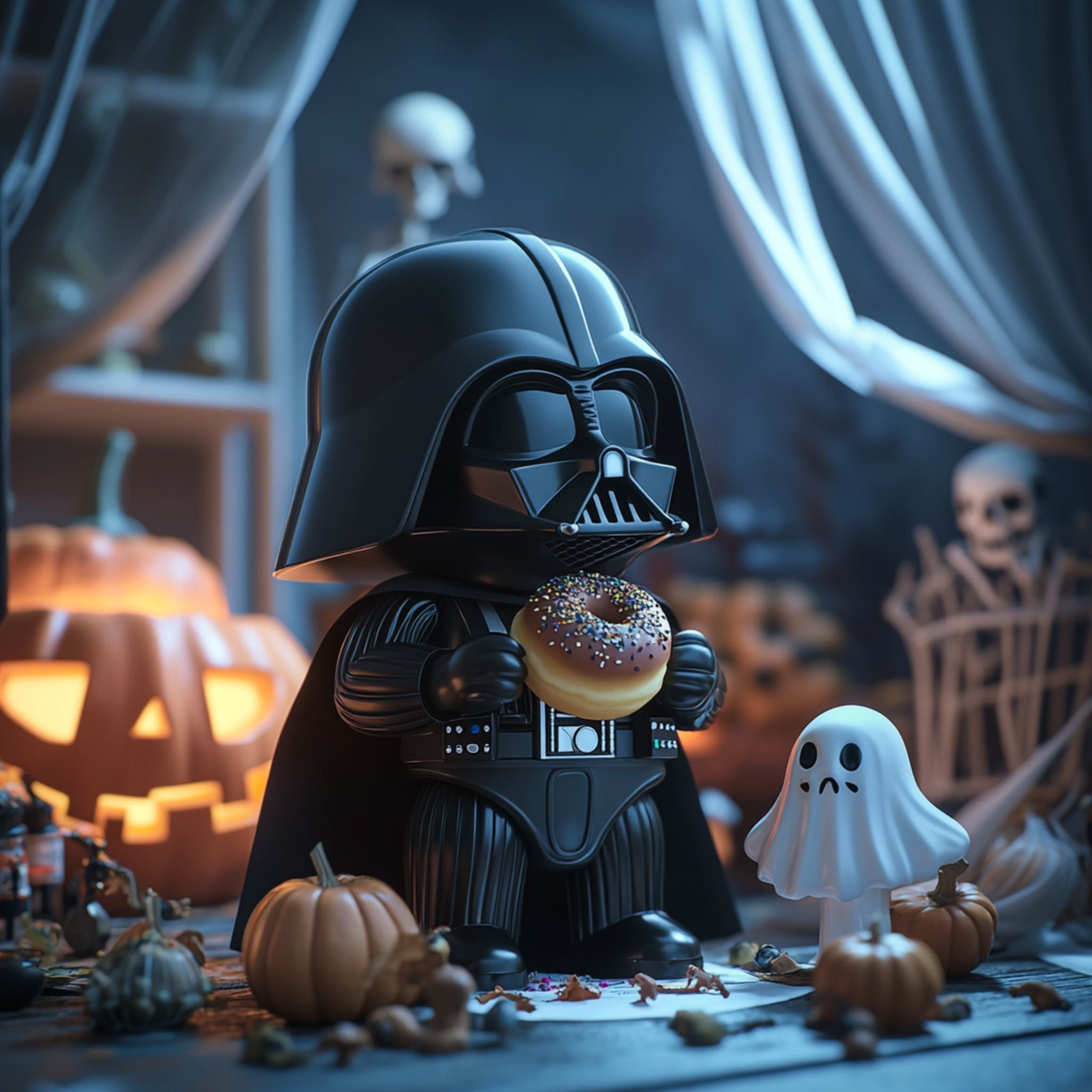 Collection snack sucré lollipop korner avec dark vador tenant un donut