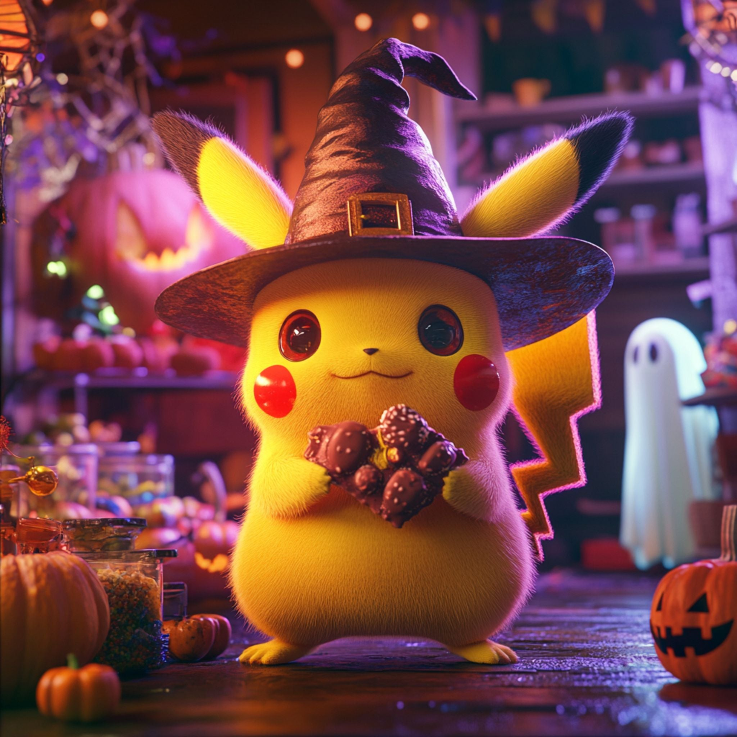Collection salé Lollipop Korner montrant Pikachu tenant du chocolat