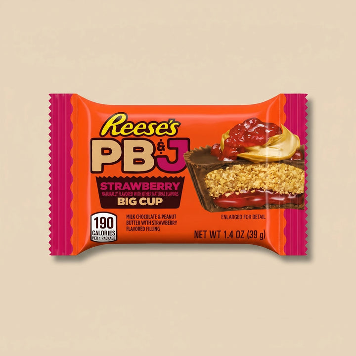 Reese's PB&J Strawberry Big Cup 39g — édition fraise & cacahuète importée USA
