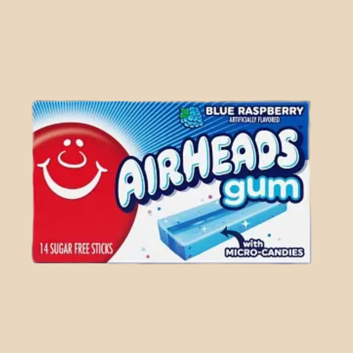 Airheads Gum Blue Raspberry — Chewing-Gum Framboise Bleue (34g)