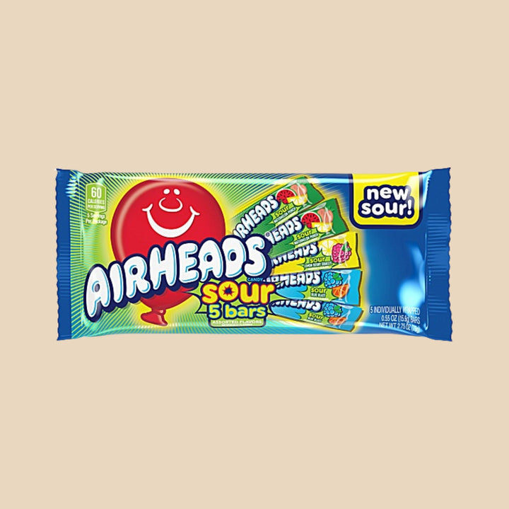 Airheads Sour Bars Assorted — Assortiment Acide 5 Barres (78g)
