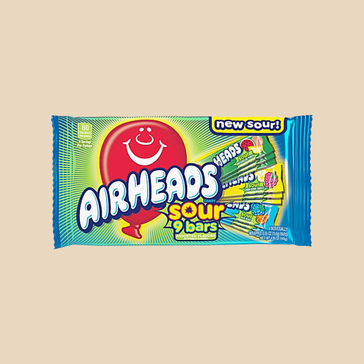 Airheads Sour Bars Assorted — Assortiment Acide 9 Barres (140g)