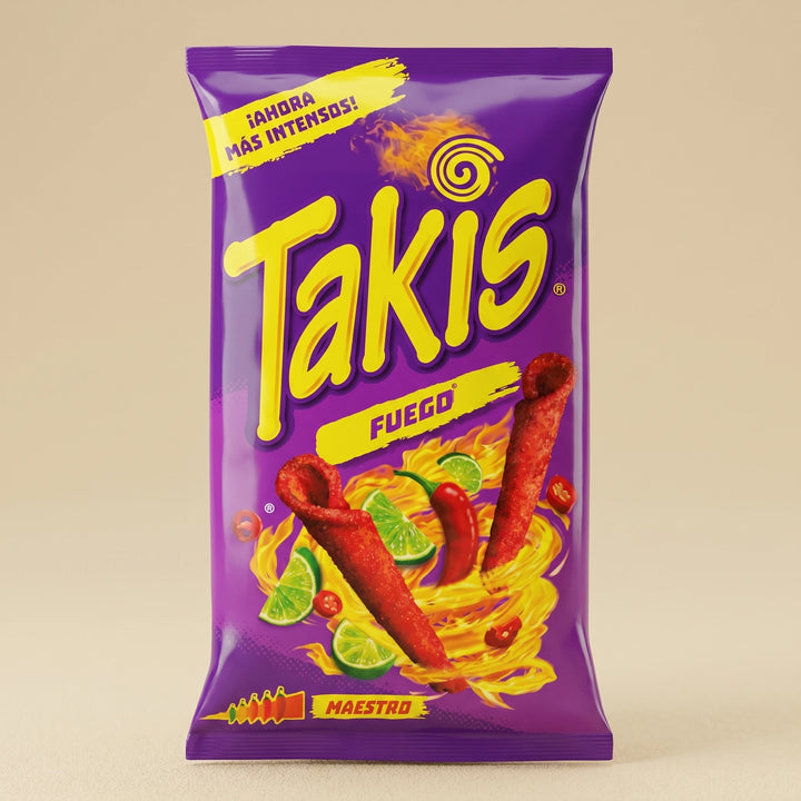 Sachet 100g Takis Fuego — chips tortilla roulées importées Mexique — Lollipop Korner