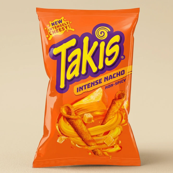 Sachet 100g Takis Intense Nacho — chips tortilla roulées importées Mexique — Lollipop Korner
