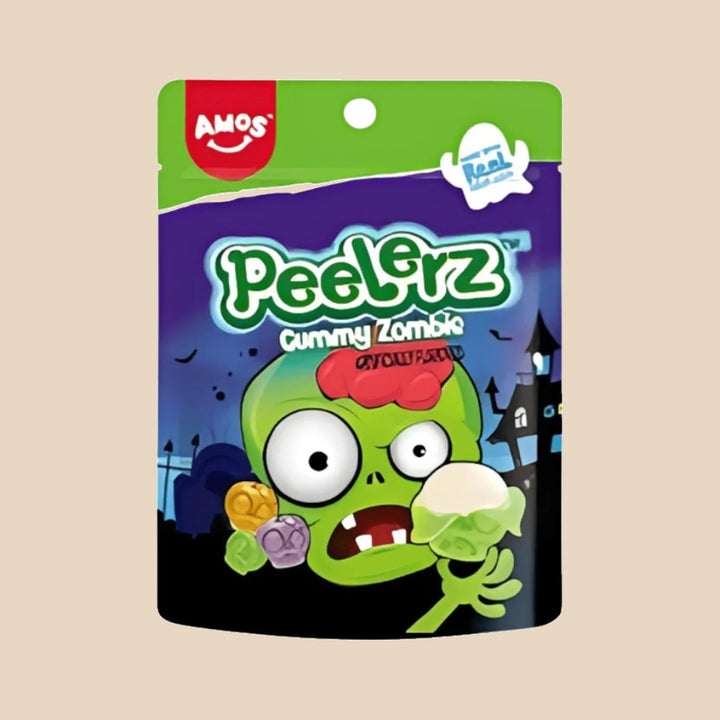 Sachet Amos Peelerz Gummy Zombie 65 g, bonbons gélifiés à peler en forme de zombie
