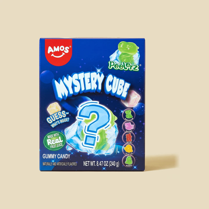 Boîte Amos Peelerz Mystery Cube — gummy à éplucher saveur mystère, exclusivité Box — Lollipop Korner