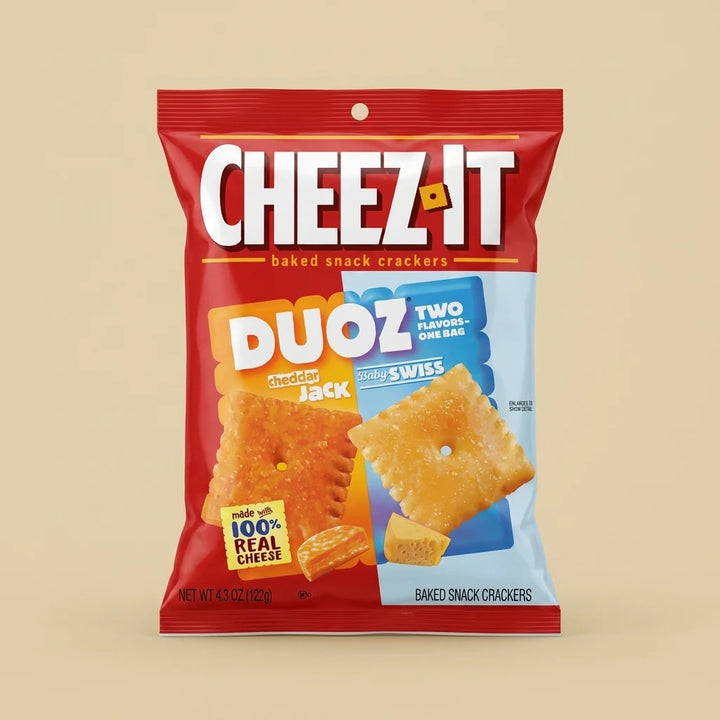 Cheez-It Duoz Cheddar Jack & Baby Swiss, crackers américains deux fromages, sachet 122 g