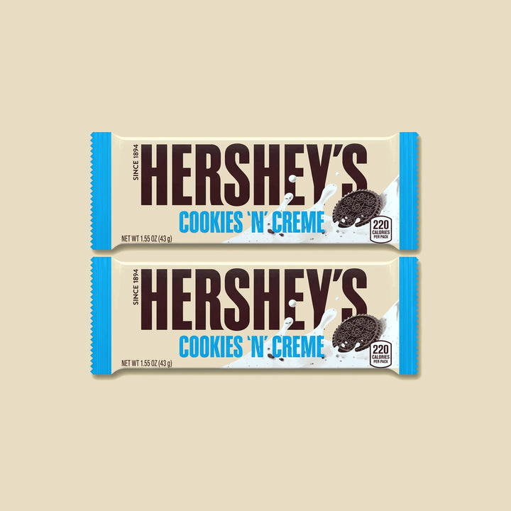 Duo 2 barres Hershey's Cookies 'N' Creme — chocolat blanc américain — Lollipop Korner