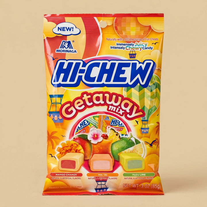 Sachet 85g Hi-Chew Getaway Mix — bonbon japonais à mâcher 3 saveurs tropicales — Lollipop Korner