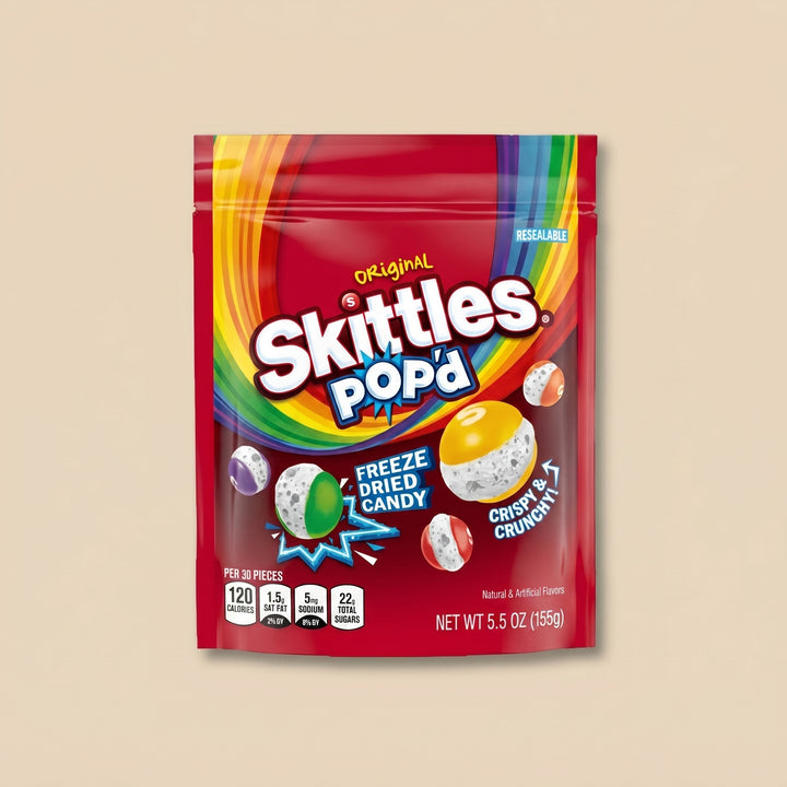 Skittles POP'd Freeze Dried Original 155g - bonbons lyophilisés croustillants USA - Lollipop Korner