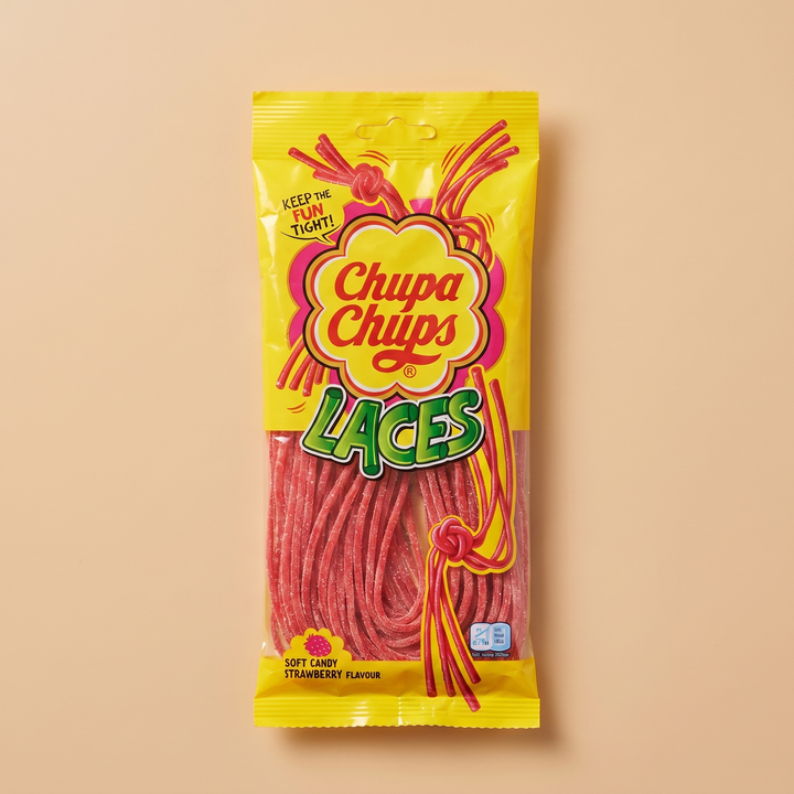 Chupa Chups Strawberry Laces 90g — fils acidulés fraise
