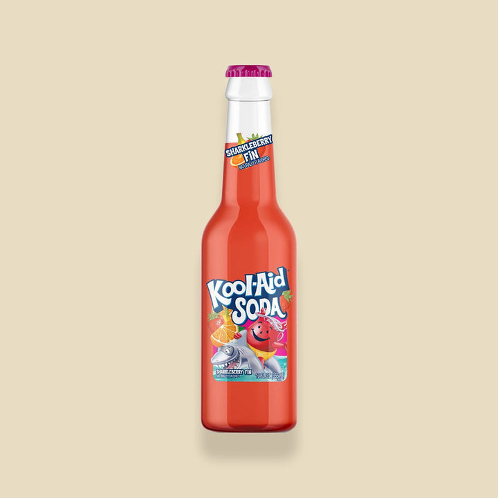 Bouteille en verre Kool-Aid Soda Sharkleberry Fin 355 ml, orange fraise banane
