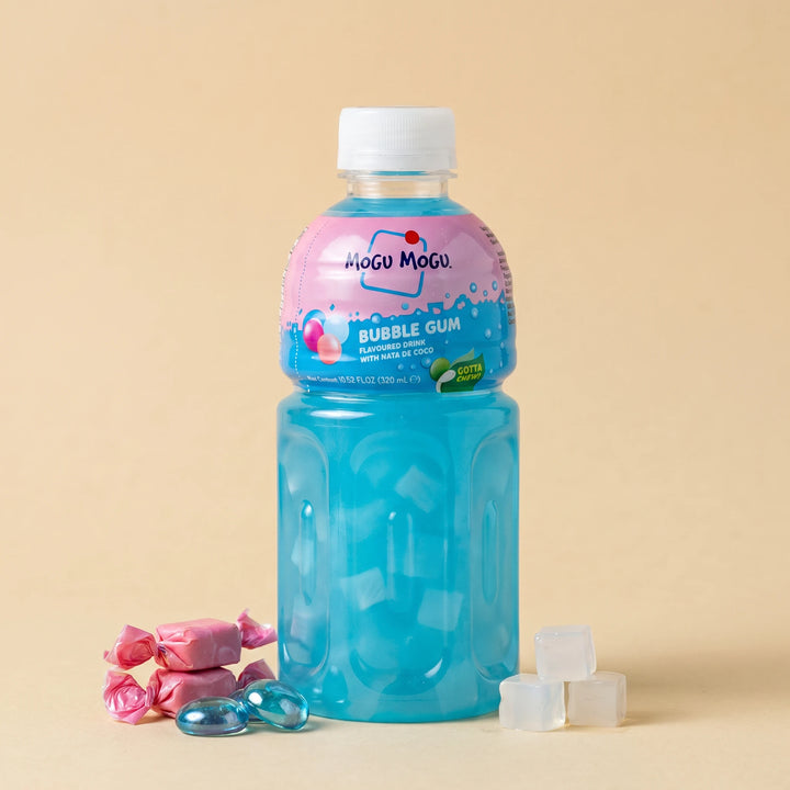 Bouteille 320ml Mogu Mogu Chewing-gum — boisson thaïlandaise au nata de coco — Lollipop Korner