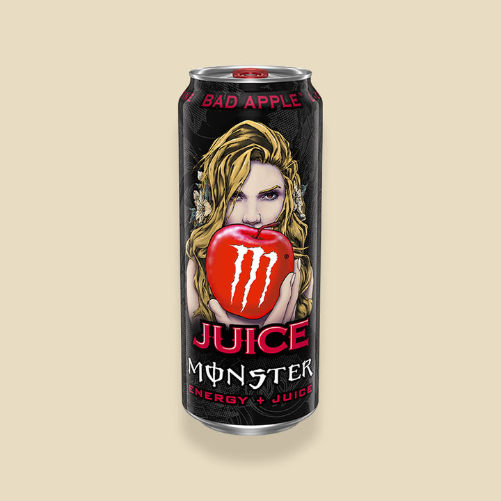 Canette 500 ml Monster Juiced Bad Apple — energy drink pomme importé — Lollipop Korner