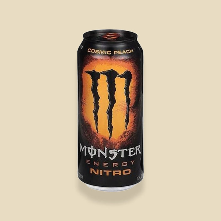 Canette 500 ml Monster Nitro Cosmic Peach — energy drink pêche à l'azote importé — Lollipop Korner