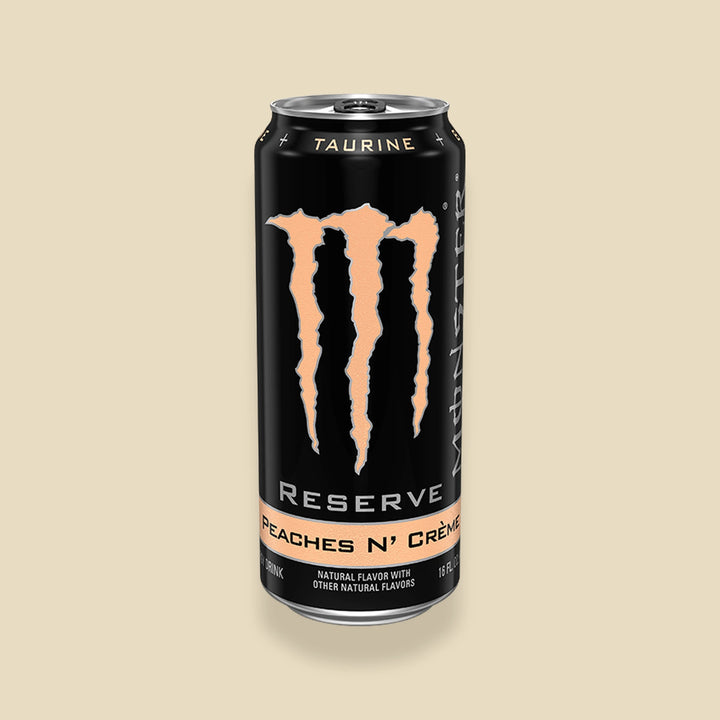 Canette 473 ml Monster Reserve Peaches N' Creme — energy drink pêche-crème importé — Lollipop Korner