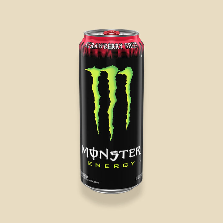 Canette 473 ml Monster Strawberry Shot — energy drink fraise importé USA — Lollipop Korner