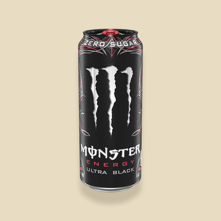 Canette 500 ml Monster Ultra Black — energy drink cerise zéro sucre importé — Lollipop Korner