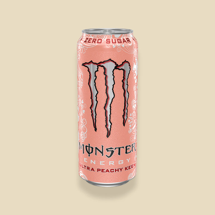 Canette 500 ml Monster Ultra Peachy Keen — energy drink pêche zéro sucre — Lollipop Korner