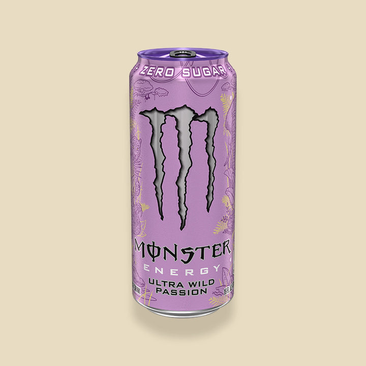 Canette 473 ml Monster Ultra Wild Passion — energy drink passion zéro sucre importé USA — Lollipop Korner