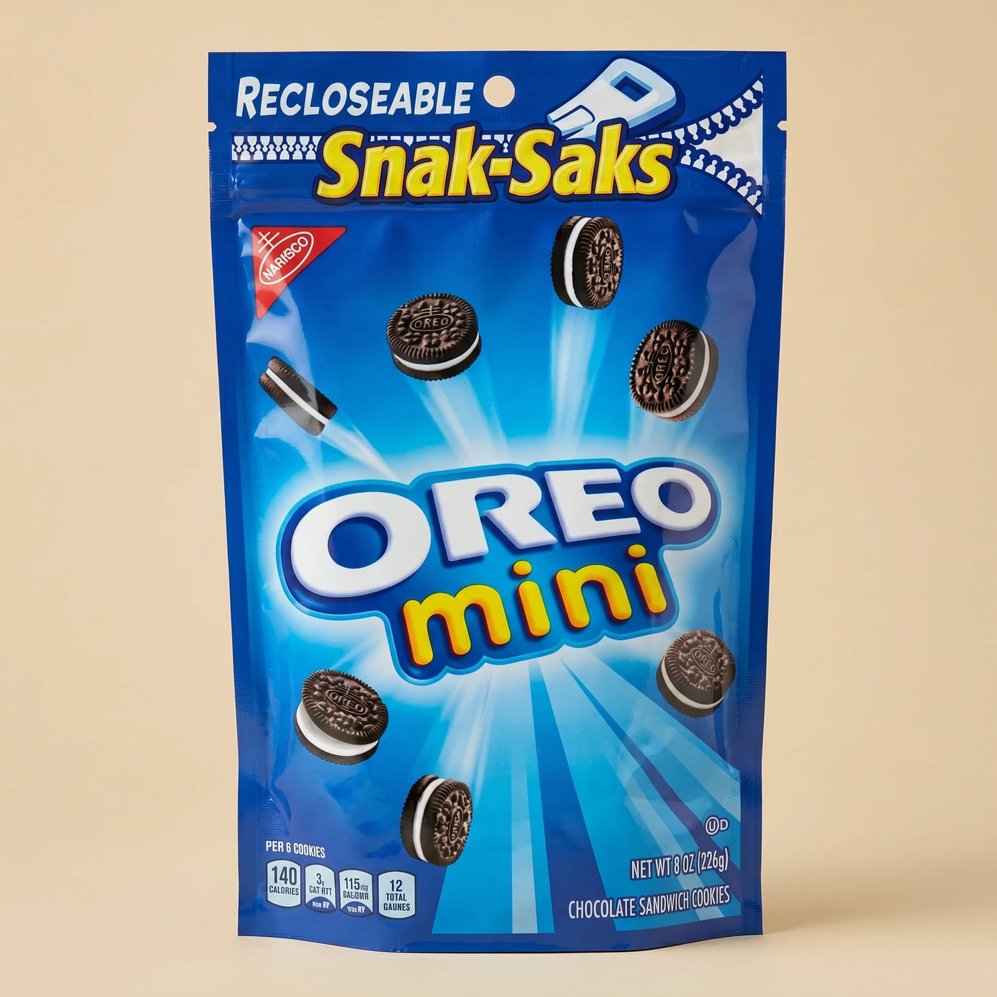 Oreo Mini Snak-Saks 226g — mini biscuits sandwich, sachet refermable format USA Mondelez