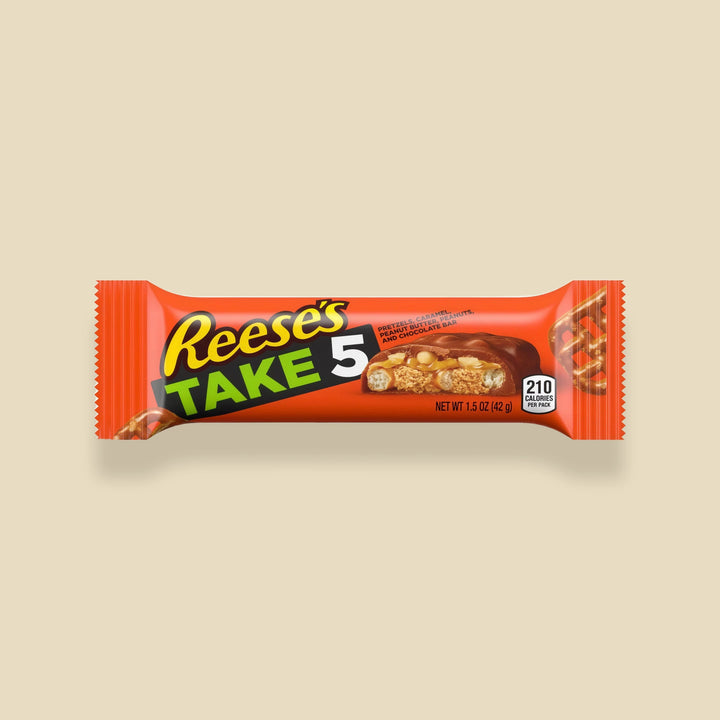 Barre 42 g Reese's Take 5 — bretzel, caramel, beurre de cacahuète et chocolat, importé USA — Lollipop Korner
