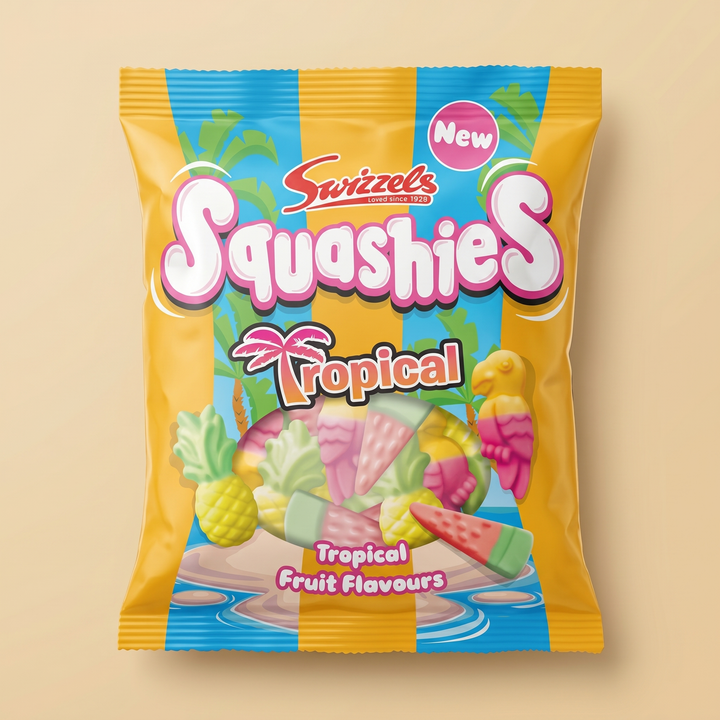 Squashies Drumstick Tropical sachet 100g Swizzels UK — bonbon exotique mangue ananas marshmallow halal — Lollipop Korner