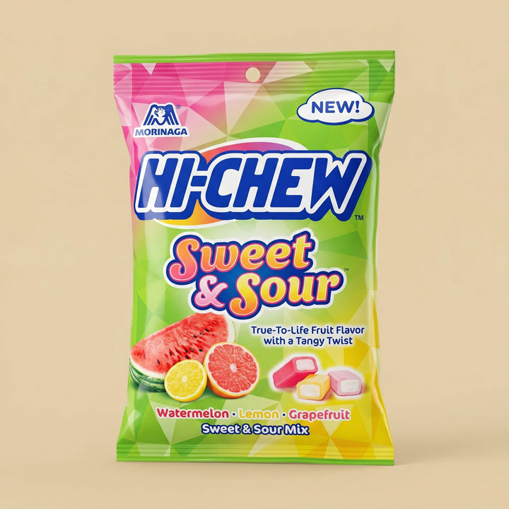 Sachet 90g Hi-Chew Sweet & Sour — bonbon japonais à mâcher 3 saveurs aigre-douce — Lollipop Korner