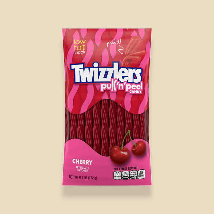 Twizzlers Pull 'n' Peel Cherry, sachet de 172 g de cordes à la cerise